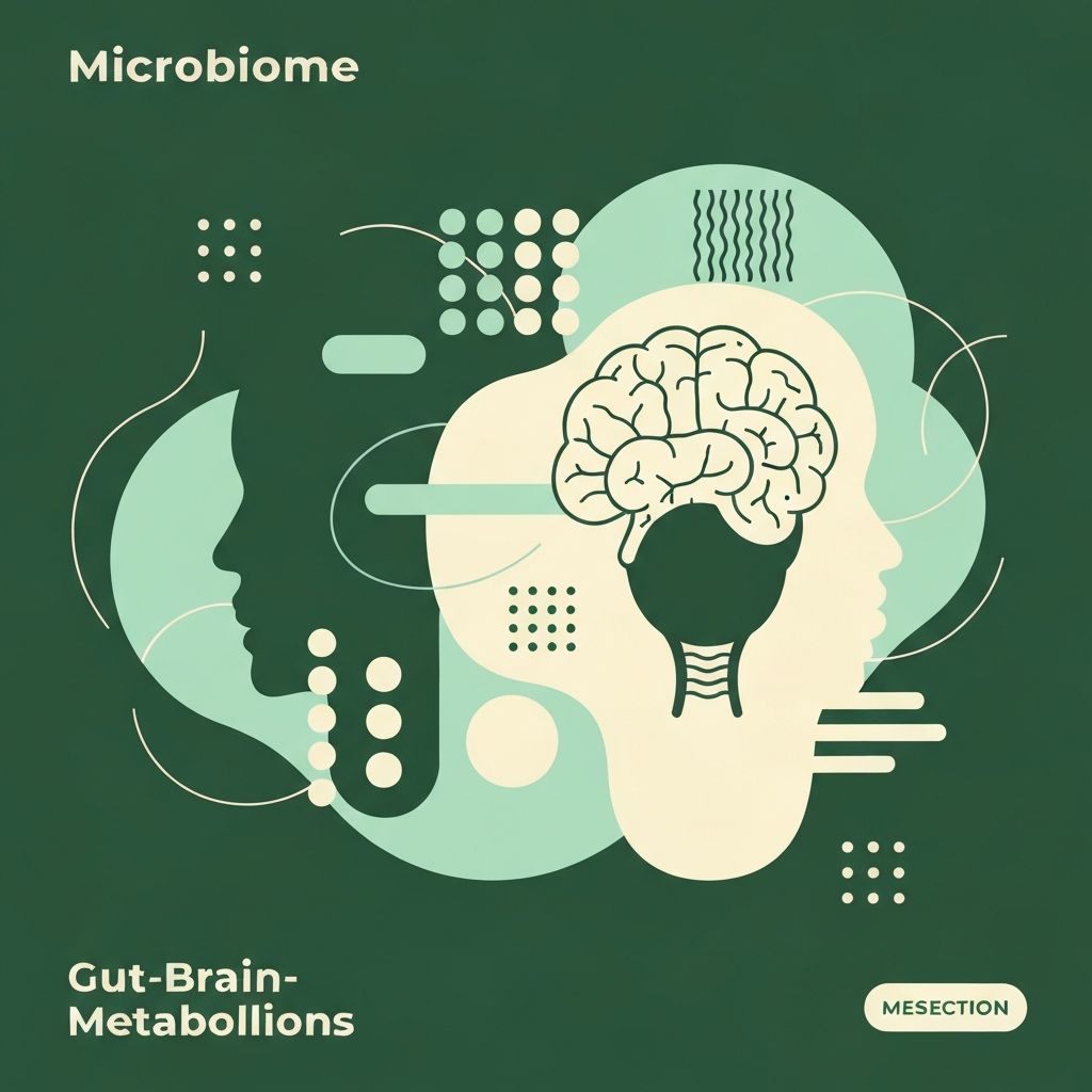 Abstract scientific illustration representing microbiome research