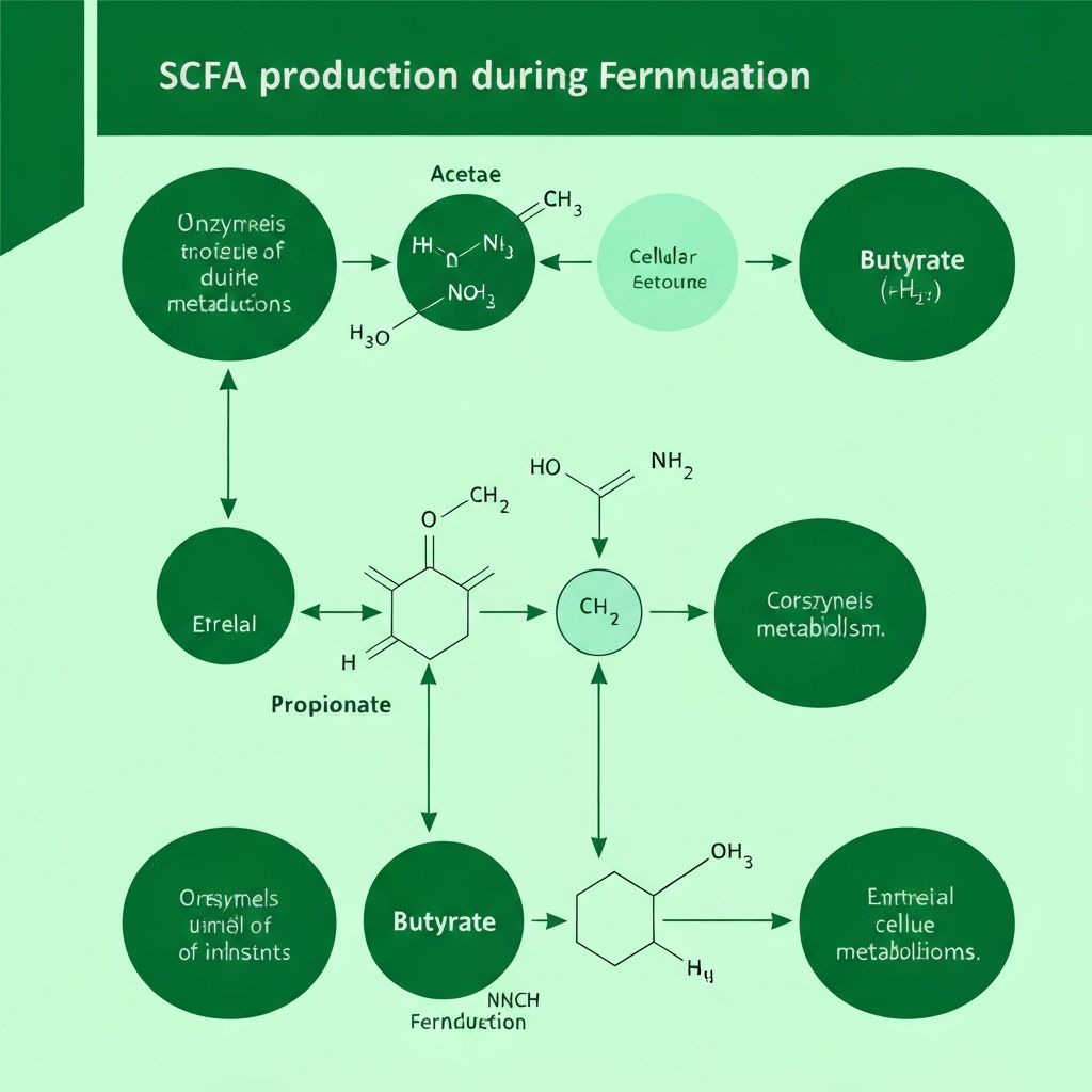 Scientific diagram of SCFA production and metabolic pathways